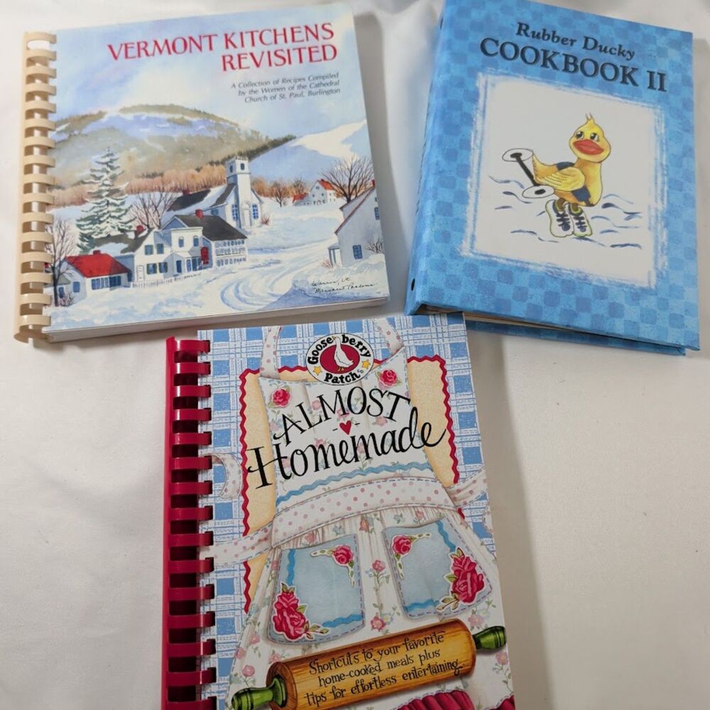 Vintage Community Cookbook Lot of 3 Vermont Rubber Ducky Gooseberry Patch